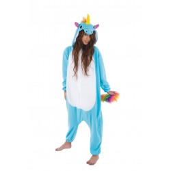 Déguisement Adulte Kigurumi Licorne Bleue