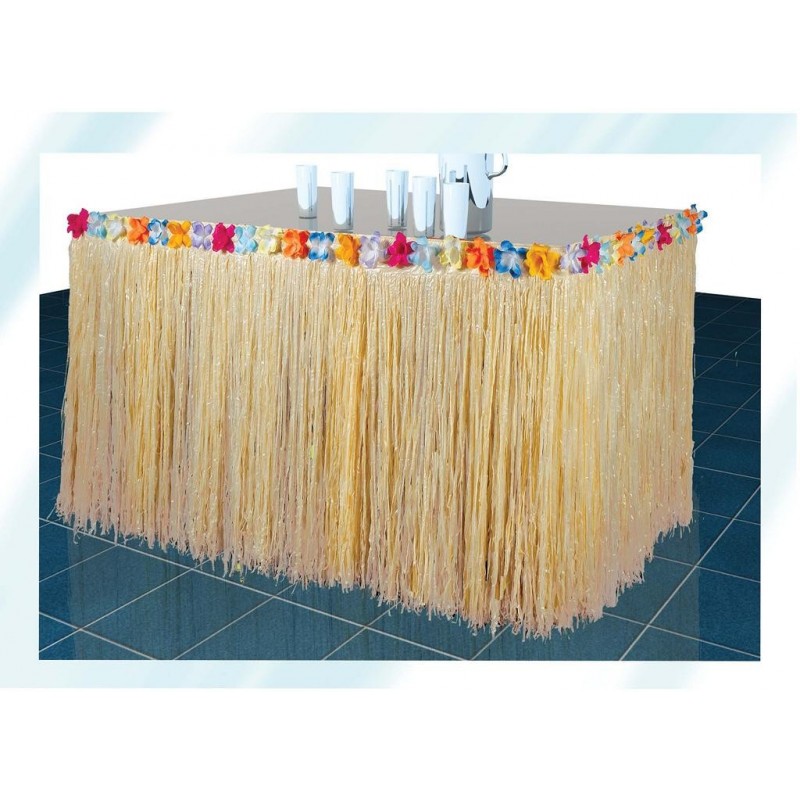 Tour de Table Raffia Naturelle Avec Fleurs 2 Mètres 