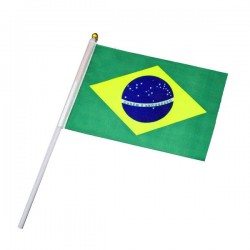 Drapeau Brésil 14 x 21cm avec Bâton 