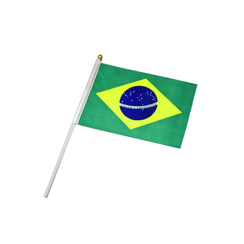 Drapeau Brésil 14 x 21cm avec Bâton 