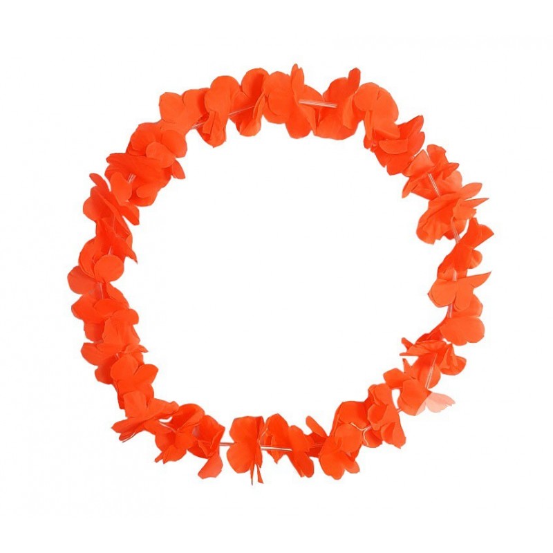 Collier de Fleurs Hawaï Fluo Orange