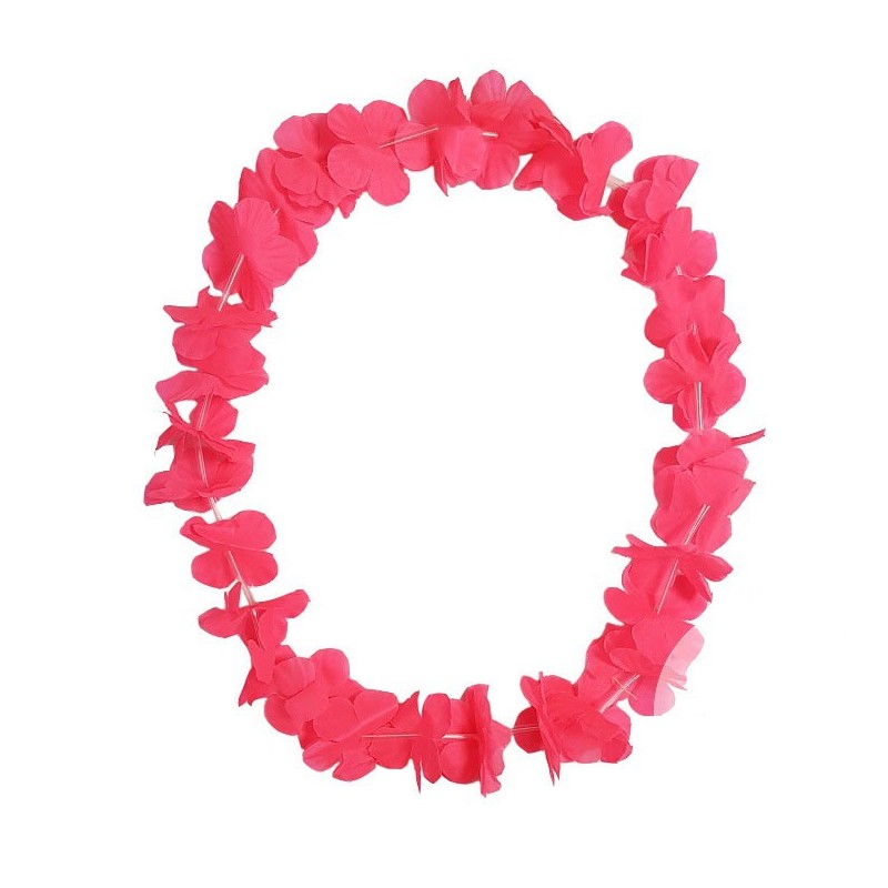 Collier de Fleurs Hawaï Fluo Rose