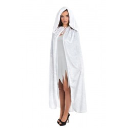 Déguisement Cape Capuche Velours Blanc Luxe